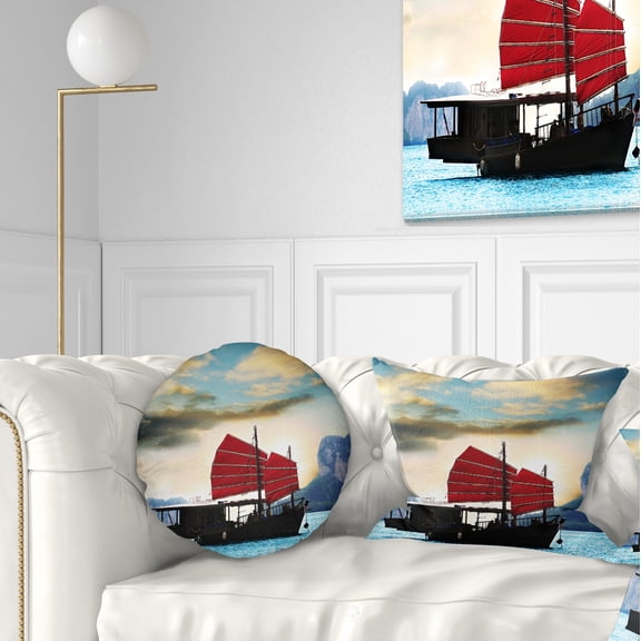 Designart 12" x 20" Blue Polyester Throw Pillow