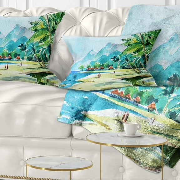 Designart View from Shore - Landscape Printed Throw Pillow - 12x20