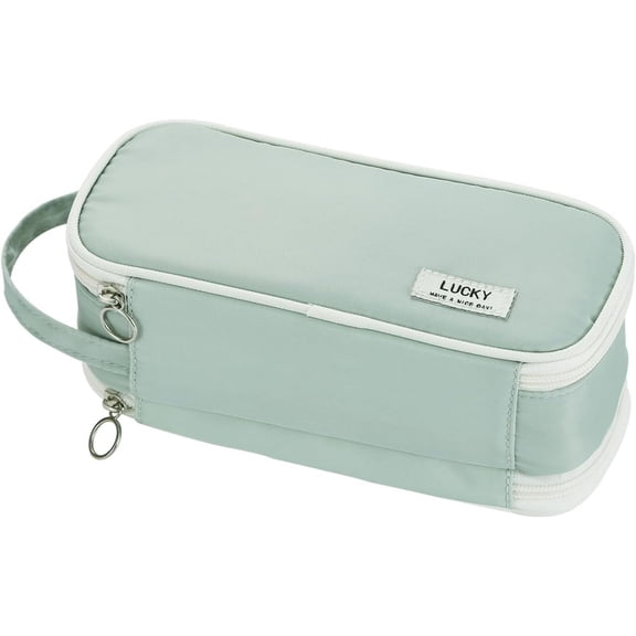 Big Pencil Case Large Capacity Pencil Bag with Zipper Pencil Pouch Adults Stationery Pencil Pen Case Organizer Office Green
