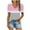 Pink, variant on Scyoekwg Womens Casual Short Sleeve T Shirts V Neck Puff Sleeve Elegant Shirts Lightweight Loose Color Block Patchwork Trendy Blouses (Orange,XXXL)