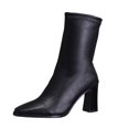 thumbnail image 3 of Mid Calf Boots Women Square Toe Chunky Heel Dress Shoes For Women Winter Warm Boots with Side Zipper Indoor Outdoor Daily Wear, 3 of 10