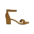 thumbnail image 3 of BLISSFUL STEP Women's Shoes Open Toe Mid Block Heel Ankle Strap Faux Suede Sandals Brown 5, 3 of 8