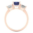 thumbnail image 4 of 4.0ct emerald cut blue tanzanite 14k rose gold 3 stone Bridal Wedding Engagement Promise Anniversary Ring for Women size 9.75, 4 of 7