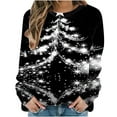 thumbnail image 3 of Feancey Christmas Tree Sweatshirts for Women Fall Xmas Sparkly Graphic Crewneck Sweatshirt Holiday Casual Long Sleeve Pullover Tops Black XL, 3 of 7