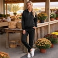 thumbnail image 5 of Dwellite Women's 2 Piece Outfits Fall Sweatsuits Oversized Hoodies Wide Leg Sweatpants Tracksuits Lounge Matching Sets Black 2XL, 5 of 7