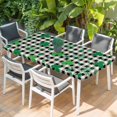thumbnail image 2 of St. Patrick's Day Table Cloths for 5 Foot Rectangle Tables, Spring Green Shamrock Black Plaid Beige Patio Waterproof Elastic Fitted Tablecloths, Washable Rectangular Table Cover for Camping, 2 of 8