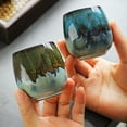 thumbnail image 3 of DanceeMangoos Ceramic Espresso Cups set of 2 Kiln-Change Espresso Cup 3.52 oz 100 ml Mini Espresso Mugs Demitasse Cups (2Pcs, Blue), 3 of 7