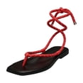 thumbnail image 2 of EliteGoogv Womens Flat Sandals Rope Straps Weave Summer Beach Shoes Sandals For Women Lightweight Open Toe Casual Sandals Red US :8, 2 of 6
