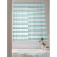 thumbnail image 3 of Sheer Curtains 72 Inches Long 2 Panels Set for Bedroom, Boho Turquoise Stripe Semi Sheer Curtains for Windows, Abstract Geometric White Minimalist Voile Window Treatments Rod Pocket Curtain, 3 of 7