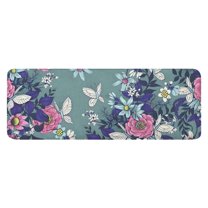 Pioneer Flower Floral Print Pattern Kitchen Rug Mat,Kitchen Runner Rugs Non Skid Washable,Decorative Kitchen Floor Mats for Kitchen,Sink,Laundry,17"x47.2"