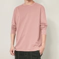 thumbnail image 5 of COSFO Crew Neck Sweatshirts for Men Casual Long Sleeve Pink Pullover Solid Men Shirts, 5 of 7