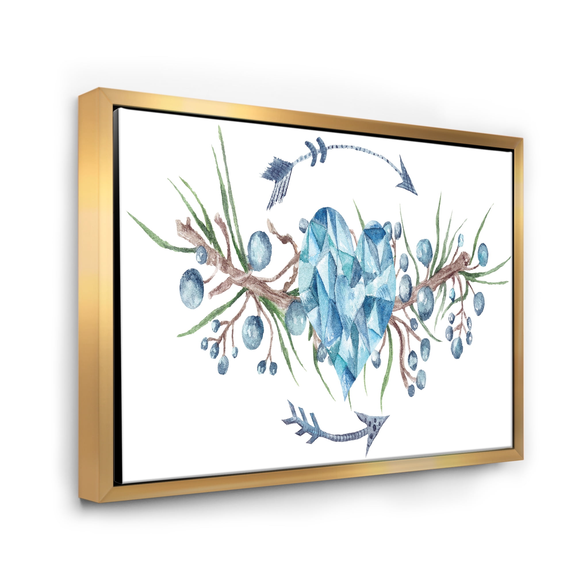 Designart 'Fresh Tribal Vignette Wild Forest Wreath Design On White II' Traditional Framed Canvas Wall Art Print