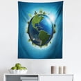 thumbnail image 1 of Earth Tapestry, Planet Covered with Blue Seas and Forest Continents Trees Greenery Nature, Fabric Wall Hanging Decor for Bedroom Living Room Dorm, 5 Sizes, Blue Green Pale Blue, by Ambesonne, 1 of 1