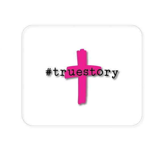 DistinctInk Mouse Pad - 1/4" Foam Rubber - #truestory - Cross - Christian - Hot Pink
