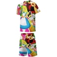 thumbnail image 3 of Alice in Wonderland Boys Girls Short Sleeve Mesh T-Shirt And Shorts Outfit Set Summer Clothes Set for Kids, 3 of 8