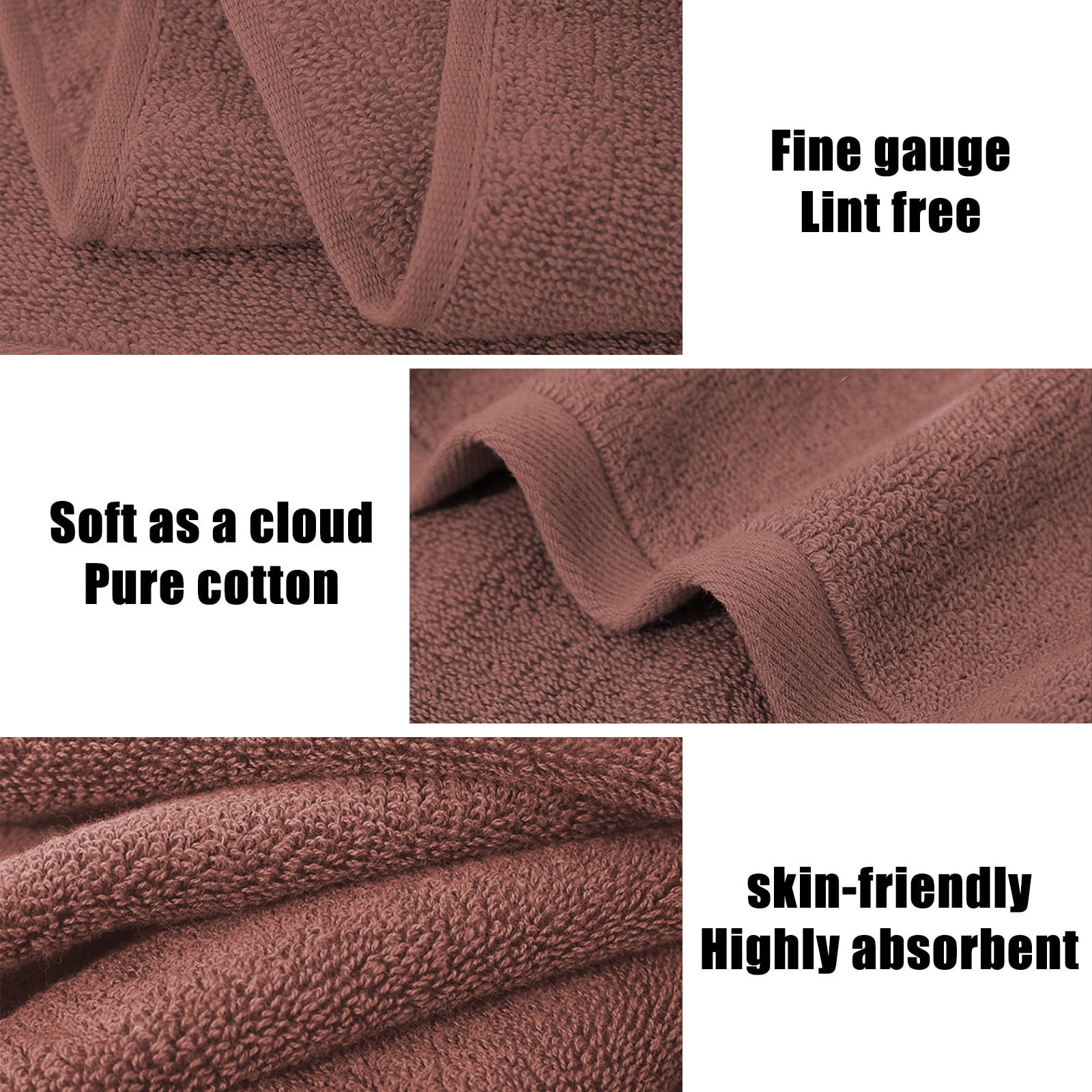 Set of 5 Thickened Face Towel Cotton Towel Washcloths Soft Facial Cloths 28” x 14” Spa-Like Feel Silky Face Cloth for Skin Cleansing (Brown)