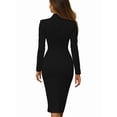 thumbnail image 4 of Women'S Double Breasted Blazer Dress Long Sleeve Office Wear Formal Work Commuter Coat Black L, 4 of 7