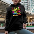 thumbnail image 2 of Hip Hip Hooray Happy First Day, Black Hooded Sweatshirt or Hoodie, XL, 2 of 5