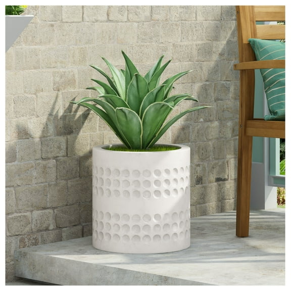 MGO Planter - Outdoor Flower Pots, Round Garden Planters for Plants, Durable Plastic Plant Pots with Drainage, Modern Decorative Planters for Patio, Balcony, Yard - 12 Inch