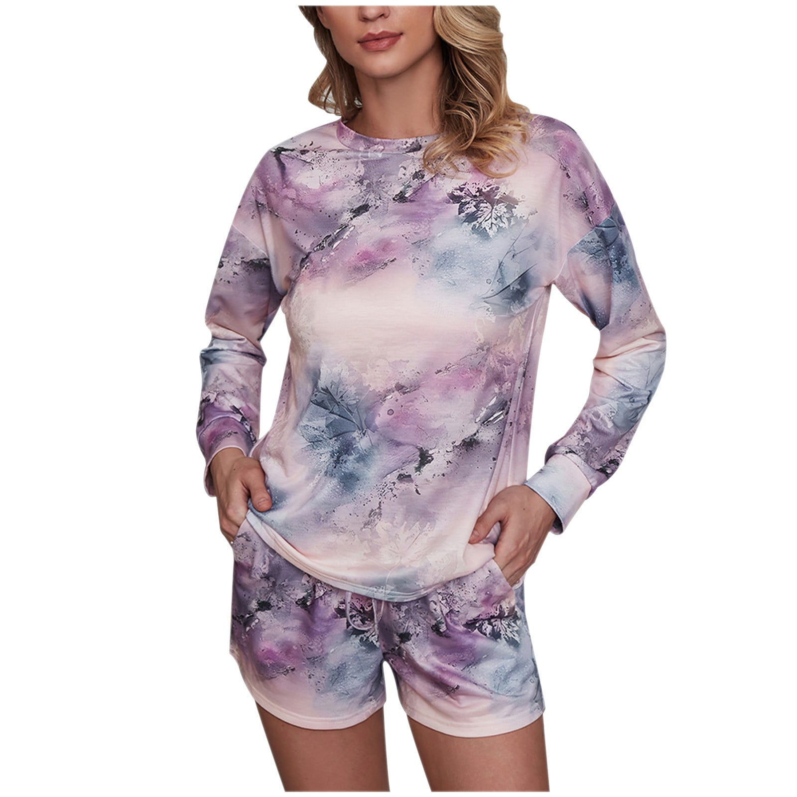 zanvin Tie Dye Pajamas Set Womens Loungewear Sleepwear 2 Piece PJ Sets Multicolor S Walmart
