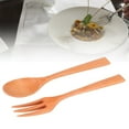 thumbnail image 4 of Wooden Spoon Fork Set, 2Pcs/Set Kitchen Tableware Travel Flatware Set Wooden Fork And Spoon Set  For Restaurant For Office For Travel For Home Beech Wood, 4 of 8