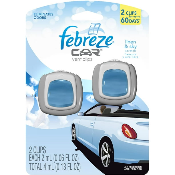 Febreze Auto Air Freshener, 8 x 4 ml, Linen and Sky, Amber Walmart