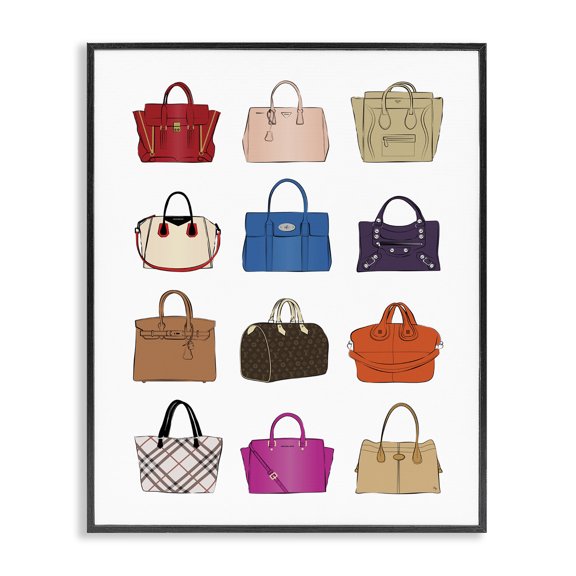 Stupell Industries Contemporary Glam Designer Bags Fashion Forward Purse Chart Black Framed Giclee Art, 11 x 14, by Martina Pavlova
