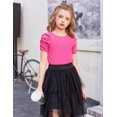 thumbnail image 6 of Arshiner Girls Puff Short Sleeve Shirts Summer Ribbed Knit Crewneck T Shirt Tops Tee Blouse, 6 of 6