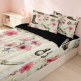 thumbnail image 3 of Erosebridal Vintage Cowboy Boots Zipper Twin Comforter Sets with Fitted Sheet and 2 Pillowcases, Pink Floral Blossom Zipper Bedding Set, Black Reversible, 3 of 7