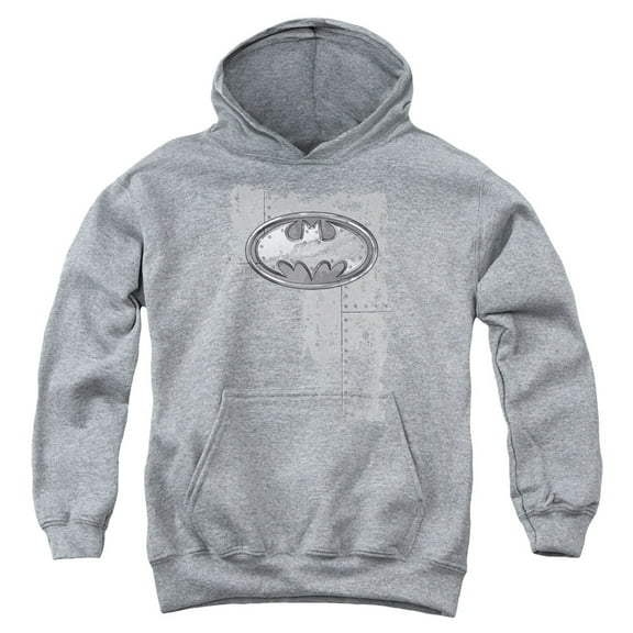 Batman - Rivited Metal Logo - Youth Hooded Sweatshirt - Small