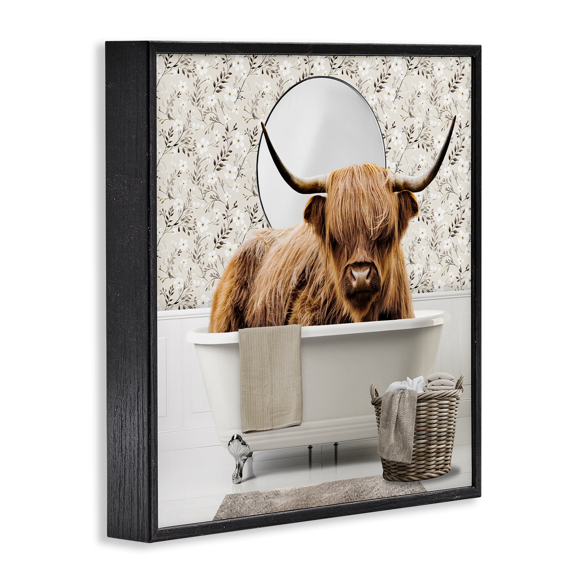 Stupell Industries Cottage Cattle Bath Time Black Framed Giclee Art, design by CAD Designs