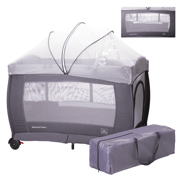 Cuna Corral para Bebe Aeiou Bc003 con Cambiador Vibrador Mosquitero dark/grey AEIOU cuna corral