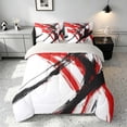 thumbnail image 3 of Manfei Abstract Brushstroke Twin Bedding, Watercolor Art Bedding Comforter Set, Red, Black and White, Gray Reversible 7-Piece, 3 of 6