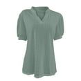 thumbnail image 4 of Womens Tops! Yigetop Womens Summer Business Casual Blouses V Neck Short Sleeve Shirts Hollow Out Cute Lace Tops Eyelet Tops for Women Green2 S, 4 of 4