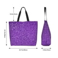 thumbnail image 6 of Bingfone Canvas Tote Bag for Women with Inner Pocket Aesthetic Cute Shopping Tote Bags Reusable Grocery Bags-Glitter Purple, 6 of 9