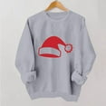 thumbnail image 4 of Guzom Womens Gray Santa Hat Graphic Sweatshirt - Long Sleeve Crew Neck, Loose Fit, Christmas Festive,Size S, 4 of 5