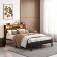 thumbnail image 2 of Full Size Bed Frame with Storage Headboard & USB Charging Station, Metal Platform Bed with Built-In Bookshelf, Underbed Storage Space, Noise-Free Design, Quick Assembly, No Box Spring Required, Black, 2 of 8