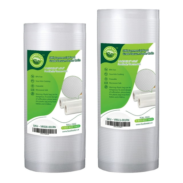 1 Roll 8” x 52.5Ft + 2 Rolls 11" x 52.5Ft FoodSealer 5Mil Commercial Food Grade Vacuum Sealer Bag for your Cabela Sealer, Food Saver Vacuum Sealer, Seal-A-Meal, VacMaster Sealer & Weston Vacuum Sealer