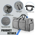 thumbnail image 6 of 40L Travel Duffel Bag, 20" Extra Large Duffle Bag, Foldable Weekender Bag with Shoes Compartment, Water-Proof & Tear Resistant Overnight Bag for Men Women(Gray), 6 of 9