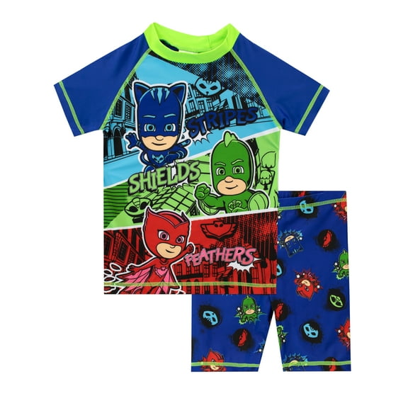 PJ Masks Boys Stripe Swim Set Blue Sizes 4-10