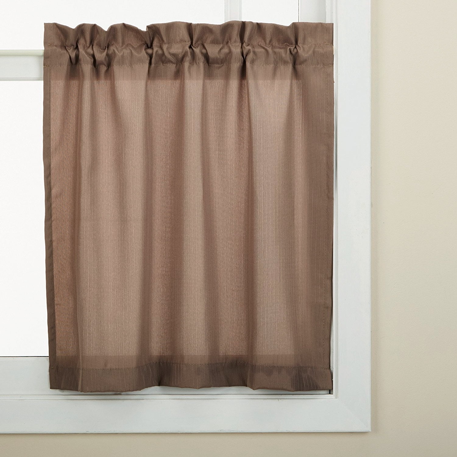 Taupe Opaque Solid Ribcord Kitchen Curtains Choice Of Tier Valance