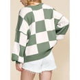 thumbnail image 5 of Women'S Fall Fashion Crew Neck Long Sleeve Lattice Ribbed Knit Loose Pullover Sweater Tops Light Green M, 5 of 9