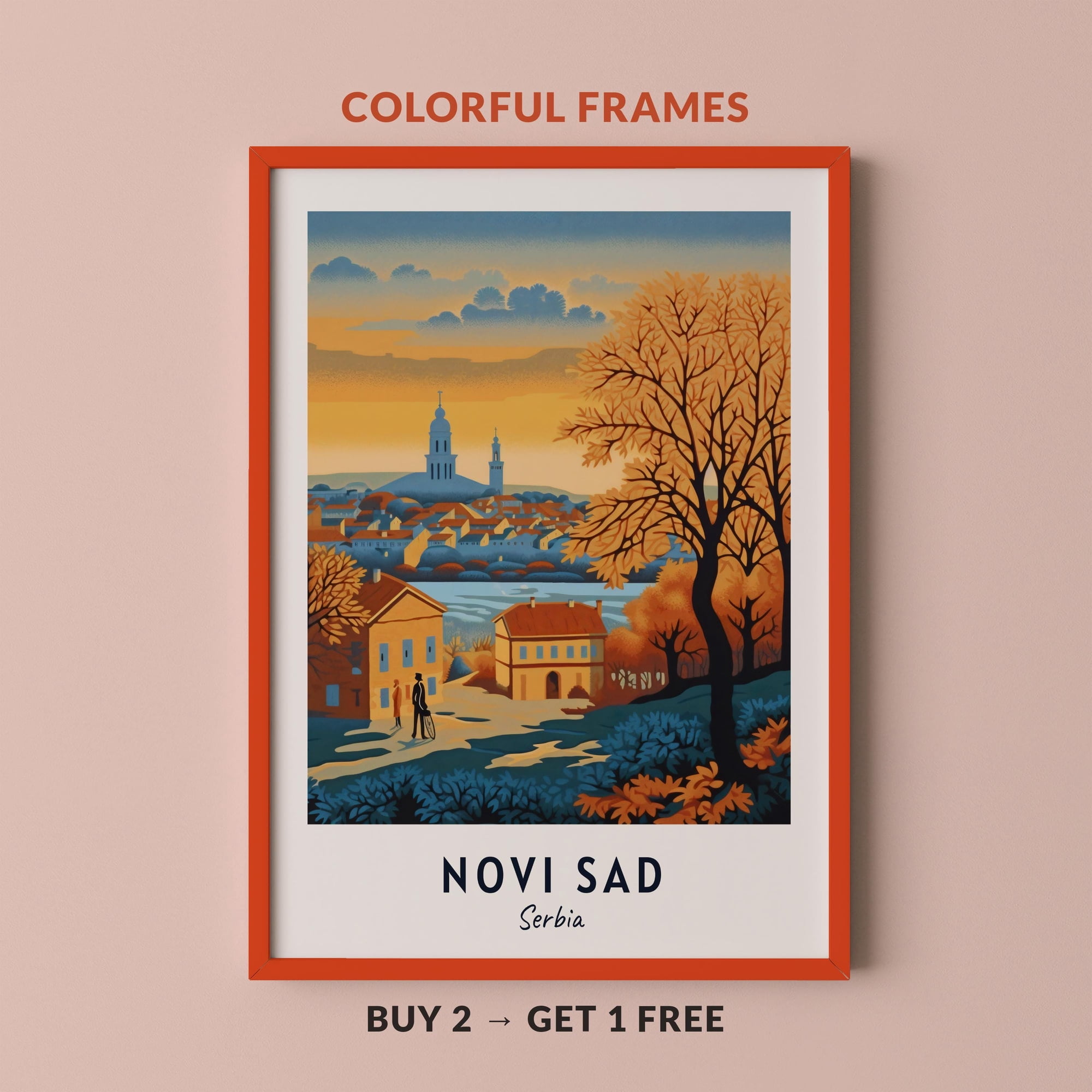 Novi Sad Travel Serbia City Cityscape Art Poster , Poster Print Only
