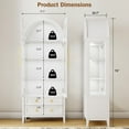 thumbnail image 2 of VKCC 70.8" Storage Cabinet with LED, Arched Glass Door & Drawers, Vintage Curio Display Bookcase for Living Room, White, 2 of 8