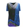 thumbnail image 3 of Women Tie-dye Printed Embroidery Collar Short Sleeve Pullover Blouse Tops, 3 of 4