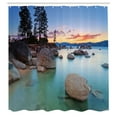thumbnail image 3 of Ambesonne Nautical Shower Curtain, Romantic Lake Sunset, 69"Wx75"L, Blue Grey, 3 of 5