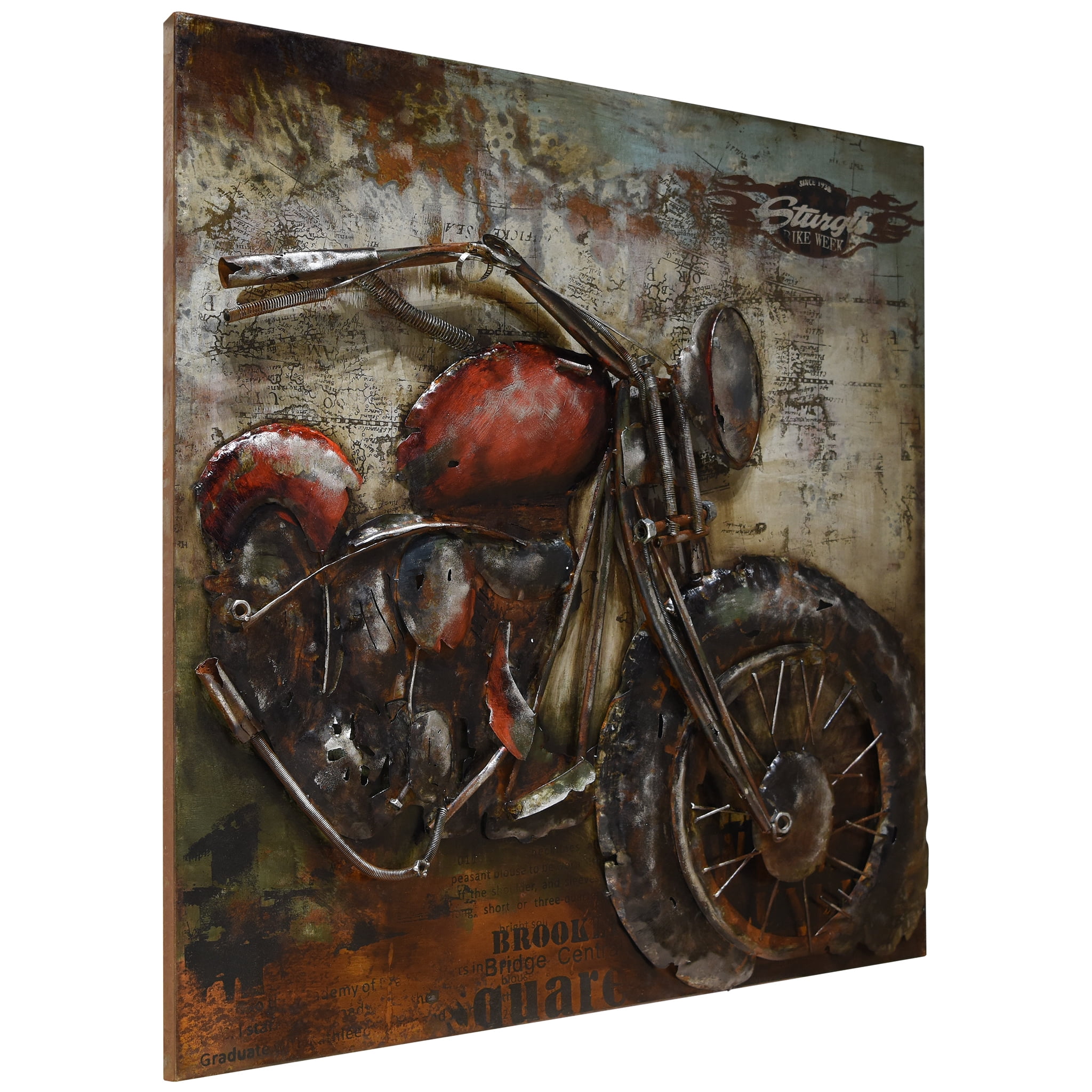 Empire Art Direct  Primo Mixed Media Hand Painted Iron Wall Sculpture - Motorcycle 2