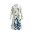 thumbnail image 2 of Gomelly Women Dresses Long Sleeve Shirt Dress Casual Midi Ladies Holiday Spring Floral Print White S, 2 of 6