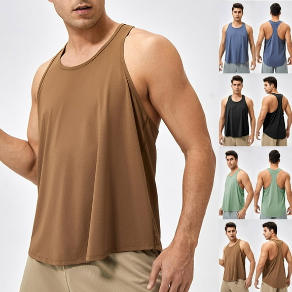 Mens Tank Top Undershirt Mens Tank Undershirts Tanks For Men Men's Solid Color Fashionable Leisure Fitness Sports Tank Black XL