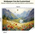 thumbnail image 3 of Peel and Stick Wallpaper Mountain Landscape Red Flower Landscape Painting Textured Floral Modern Art Wall Mural Decor Self Adhesive and Removable 100in x 144in, 3 of 8